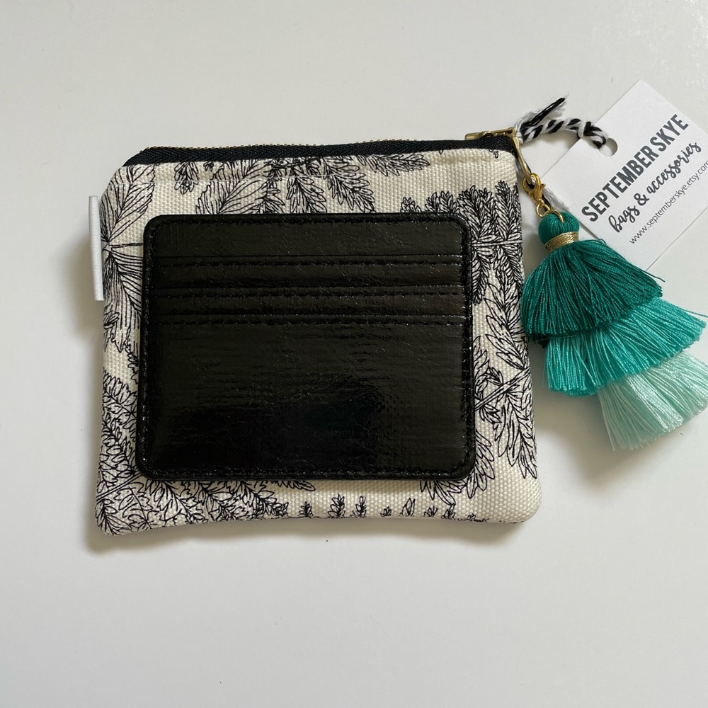 Fern Riffle Fabric Zipper Pouch w/ Card Wallet